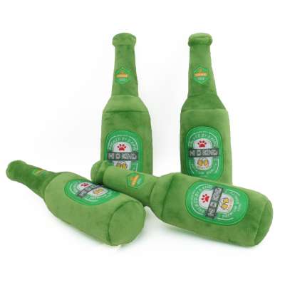 Pet supplies plush toys beer bottles Soft stuffed  vocal training toys