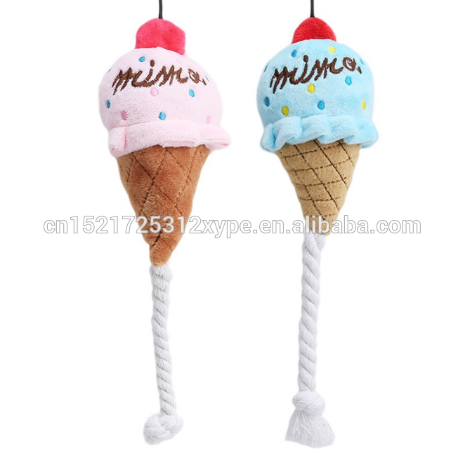 Wholesale new pet ice cream sounding toy small  medium dog training squeaky plush toy