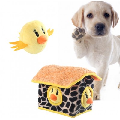 Custom Hide and Seek Cage Nest Squeaky Plush Small Chicken House Pet Dog Toys