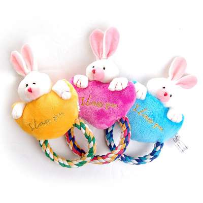 Factory wholesale rope loving little rabbit plush dog bite vocal toy training